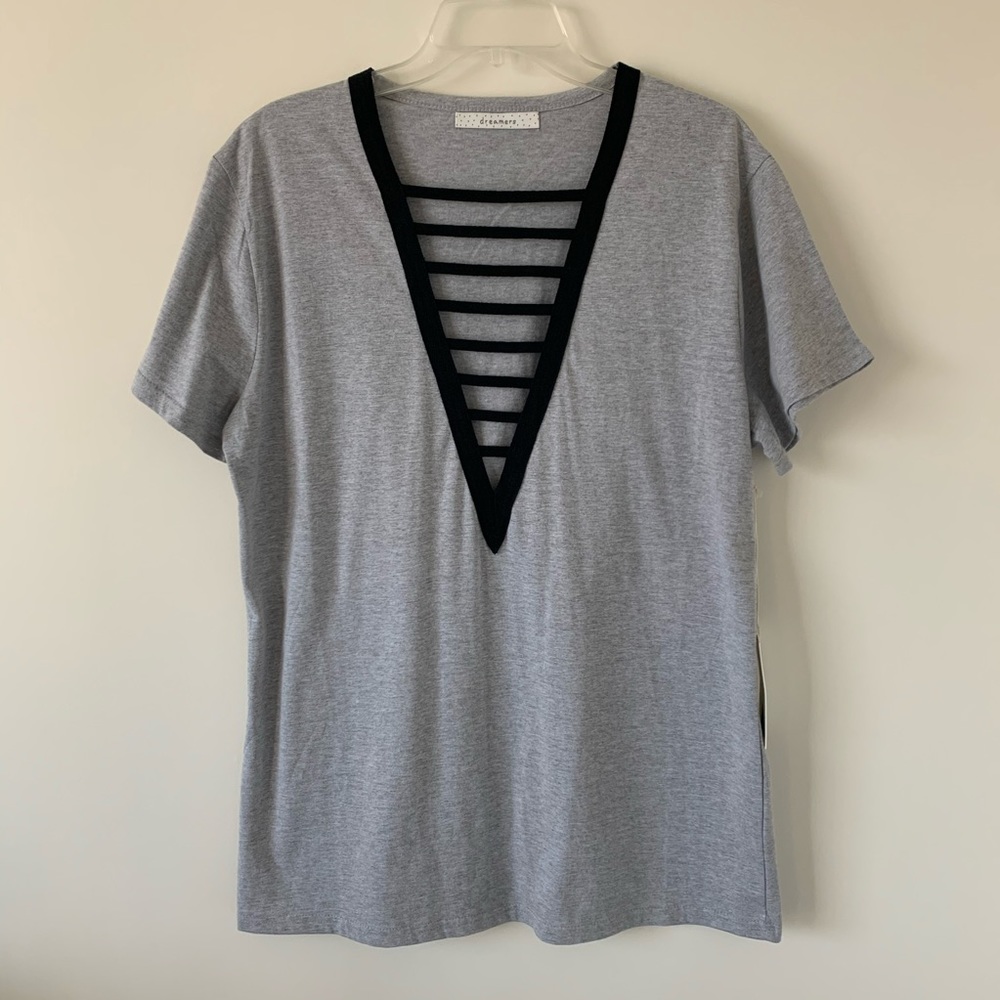 Agaci Oversized Heather Grey Tunic Long T-Shirt Top